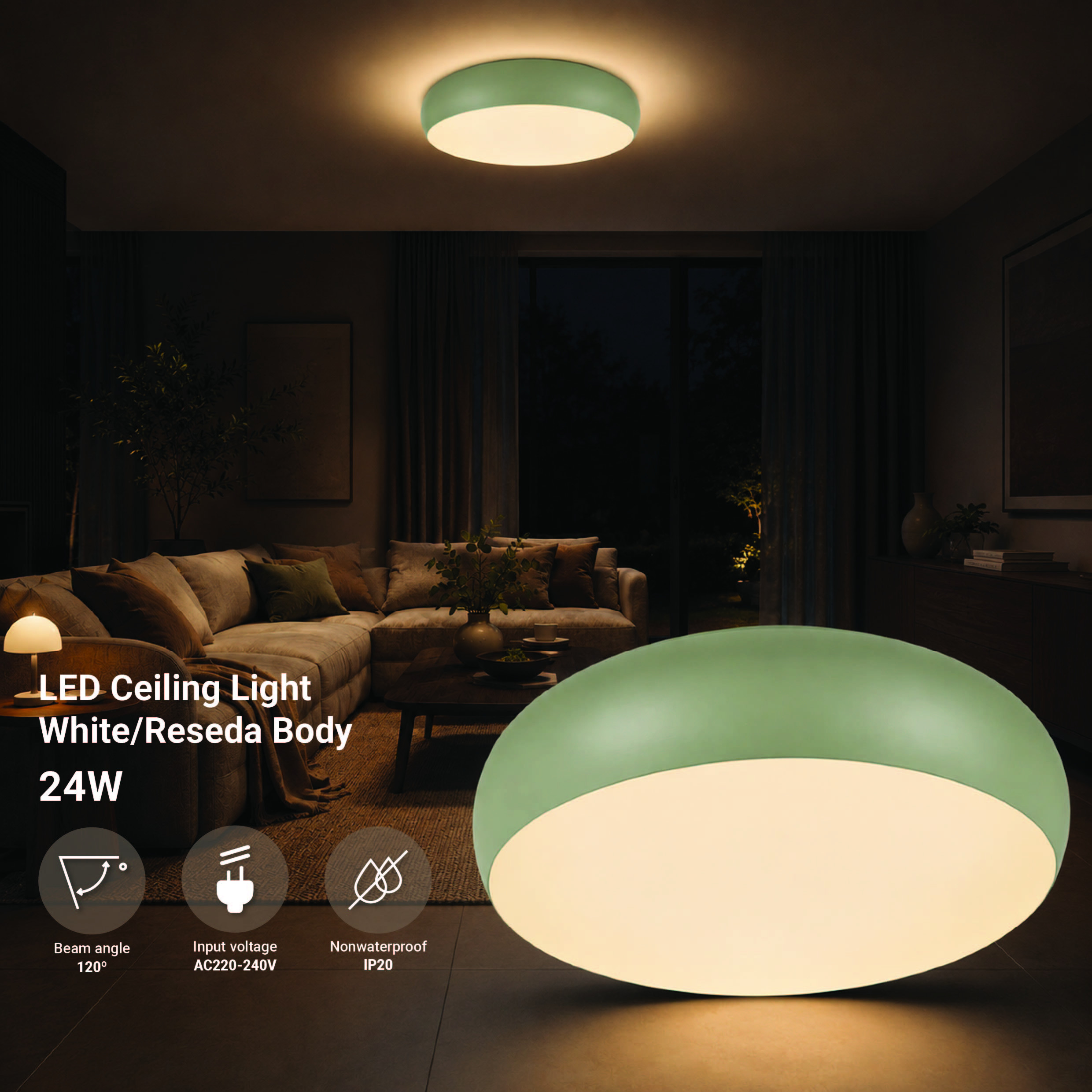 LED Осветително Тяло за Таван 24W Бял/Reseda Body CCT - Image 2