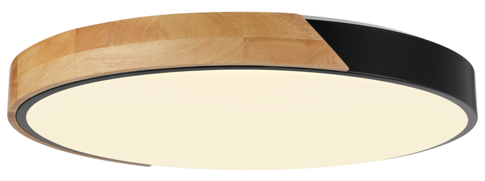 LED Осветително Тяло за Таван 48W Черен/Wood Body CCT + Дистанционно Управление