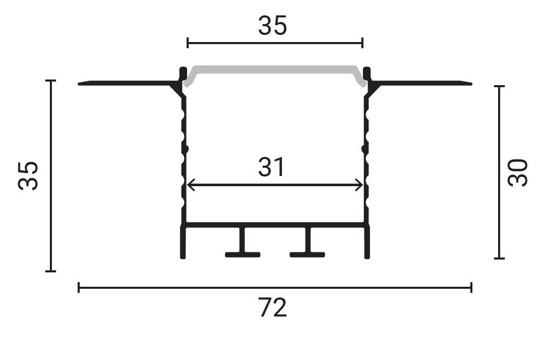 Aluminium Profile за LED Лента L=2m 71.5*35mm - Image 2
