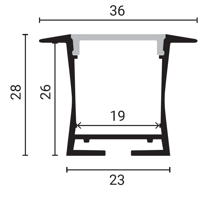 Aluminium Profile за LED Лента L=2m 36x28mm - Image 2