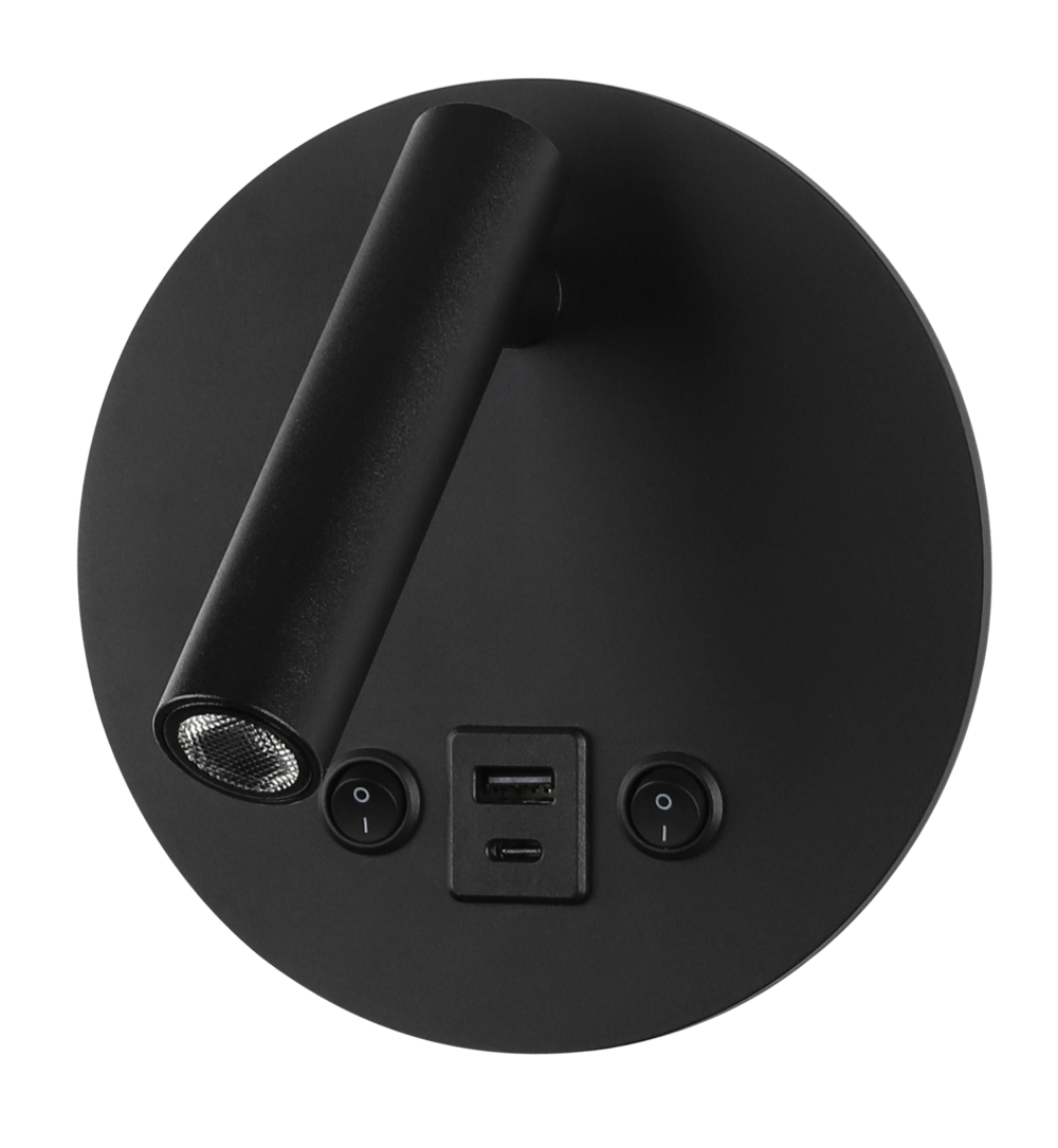 LED Мебелен Осветител 8W с ON/OFF-Switch + USB Черен