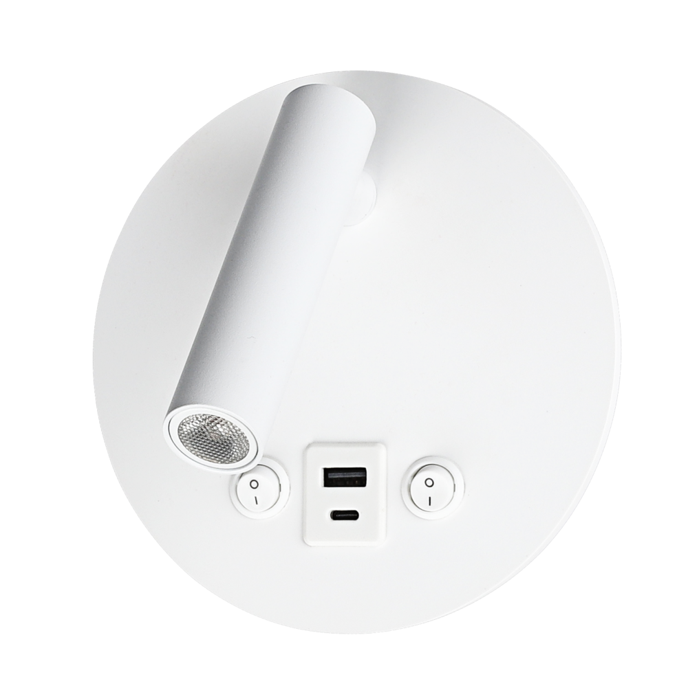 LED Мебелен Осветител 8W с ON/OFF-Switch + USB Бял
