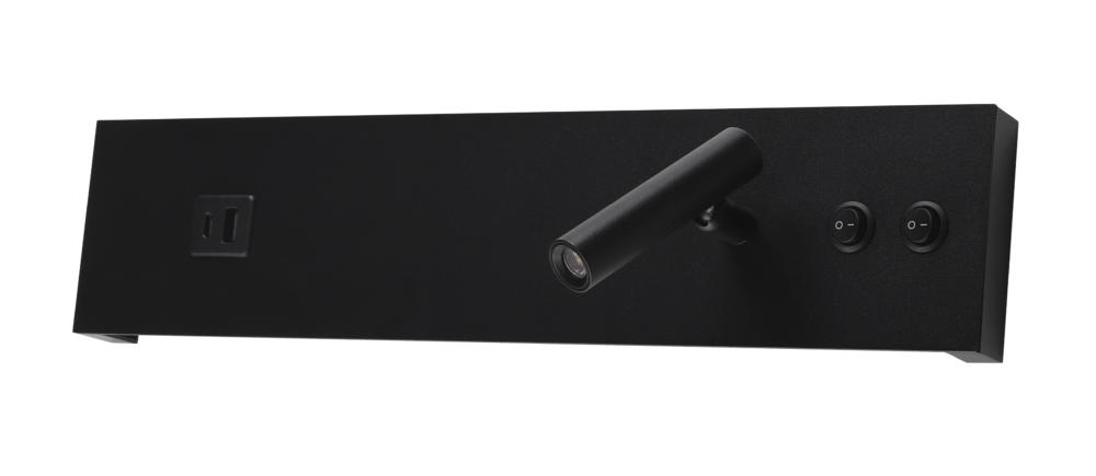 LED Мебелен Осветител 11W IP20 с ON/OFF - Switch + USB Черен 4200K