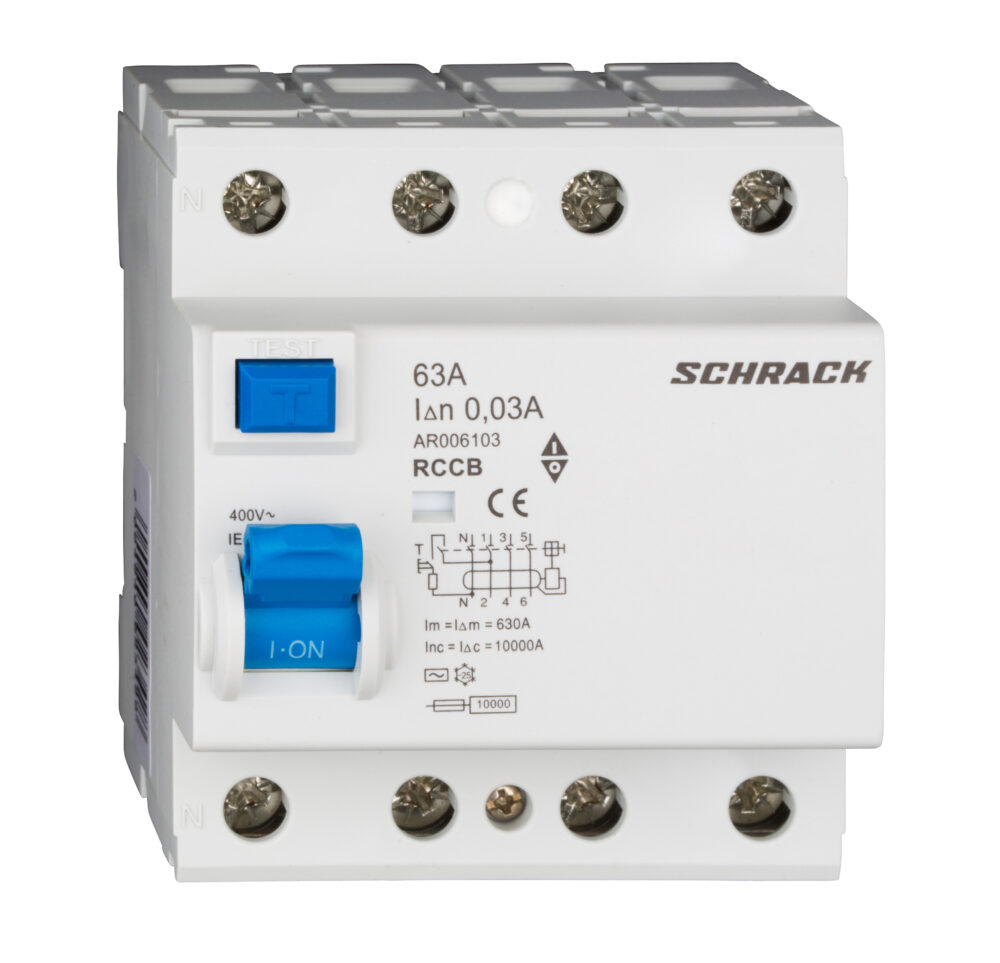 Дефектнотокова защита AMPARO, 4P, тип AC, 10kA, 30mA, 63A