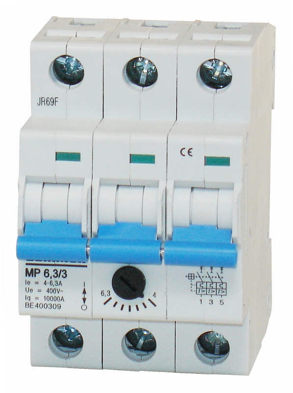 Моторна защита модулна за монтаж на DIN релса 3P, 4.0-6.3A