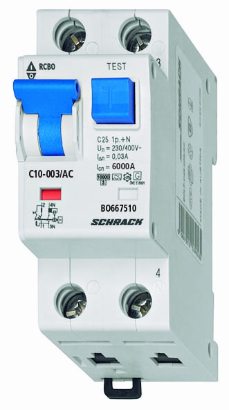 Комбиниран АП + ДТЗ C06A/1+N/30mA/тип AC-6kA