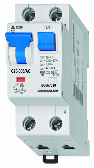 Комбиниран АП + ДТЗ C20A/1+N/30mA/тип AC-6kA