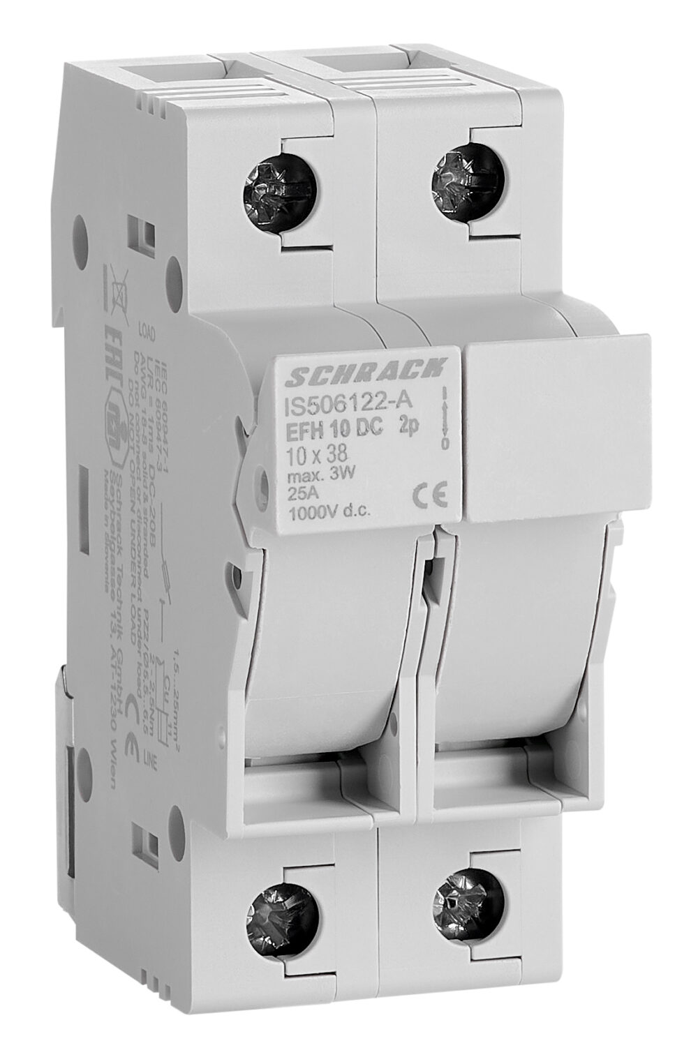Разединител за предпазители 2P, 25A, 1000V-DC, 10x38 за PV