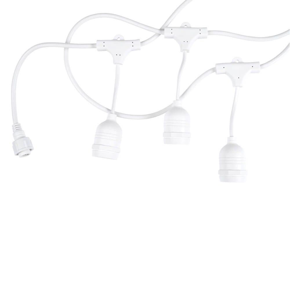 Бял Outdoor String Light 10pc. Suspended Sockets - 5M + 1M Кабел