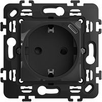 Контакт ШУКО 2P+E 16A + USB тип C 1.5A 7.5W 2 мод. цвят Черен Classia Bticino