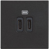 Розетка 2xUSB за зареждане тип C 3A 15W 2 мод. цвят Черен /блистер/ Classia Bticino /до изчерпване/