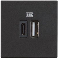 Розетка 2xUSB за зареждане тип A+C 3A 15W 2 мод. цвят Черен /блистер/ Classia Bticino /до изчерпване/
