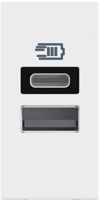 Розетка 2xUSB за зареждане тип A+C 3A 15W 1 мод. цвят Бял /блистер/ Classia Bticino /до изчерпване/