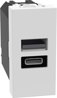 Розетка 2xUSB за зареждане тип A+C PD 20W 1 мод. цвят Бял /блистер/ Classia Bticino