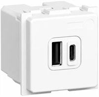 Розетка 2xUSB за зареждане тип A+C PD 20W 2 мод. цвят Бял /блистер/ Classia Bticino