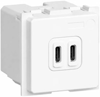 Розетка 2xUSB за зареждане тип C+C PD 20W 2 мод. цвят Бял /блистер/ Classia Bticino