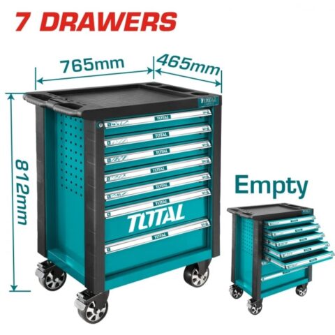 Количка за инструменти TOTAL INDUSTRIAL, 7 чекмеджета, празна TL IND THRC01071