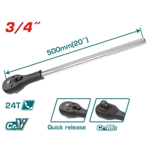 Реверсивна тресчотка TOTAL INDUSTRIAL, T24, 3/4", 500 мм