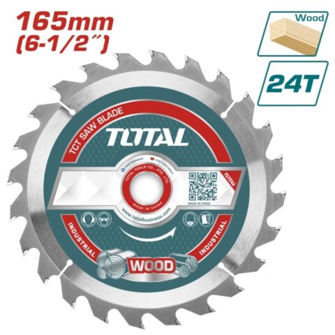 Карбиден диск за циркуляр, за рязане на дърво TOTAL, Ф 165 x 20, Т24