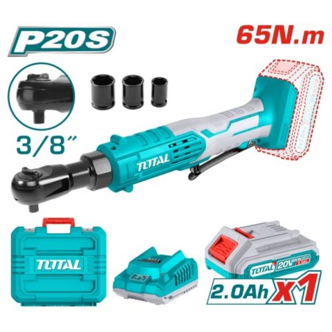 Акумулаторна тресчотка TOTAL, 3/8", 20 V, 65 Nm, 1 x 2.0 Ah