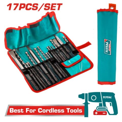 Комплект длета и свредла TOTAL INDUSTRIAL, SDS plus, 17 части