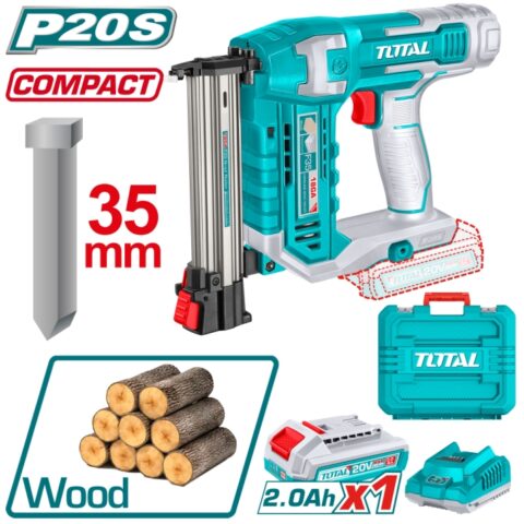 Акумулаторен такер за пирони TOTAL Industrial, 20 V, 1 x 2.0 Ah, GA18, 15 - 35 мм