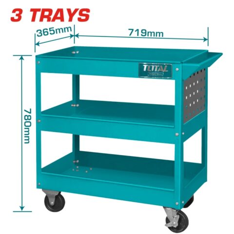Количка за инструменти TOTAL INDUSTRIAL, 3 рафта, празна