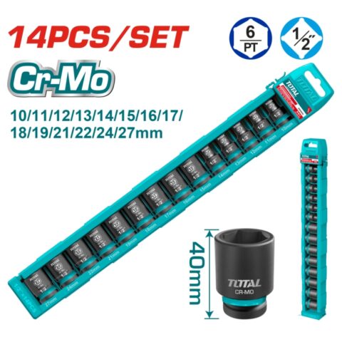 Комплект шестостенни ударни вложки TOTAL, CrMo, 1/2", 14 части