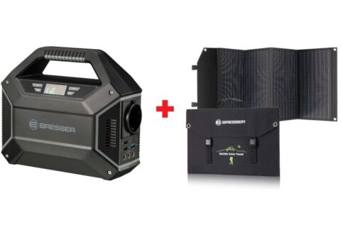 Комплект BRESSER Портативно захранване 100W + Преносим слънчев панел 120W